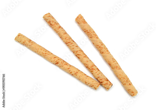 Waffle rolls isolated on white background