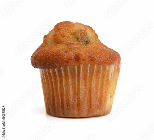 Fresh chocolate chip muffin close up. 