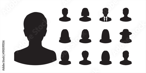 profile avatar people icons set of male and female user silhouettes vector illustration on transparent background