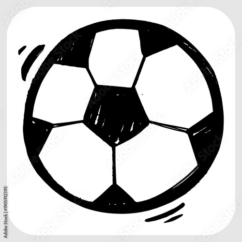Soccer ball icon in hand drawn sketch style. Minimalist doodle of a football for team sports, match, and athletic tournament design. High quality vector illustration for sport fans.