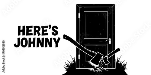 Horror Movie Axe Door Silhouette Icon