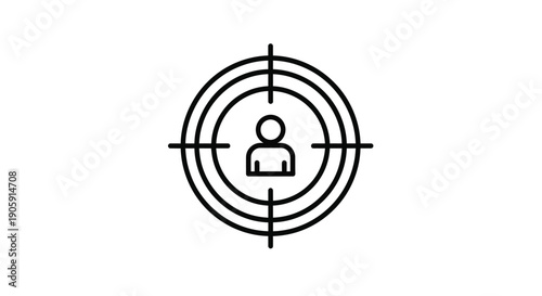 Target icon shows a person symbol centered within concentric crosshairs on a white background.