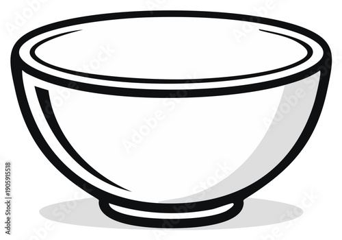 Clean White Ceramic Bowl Simple Line Drawing Icon