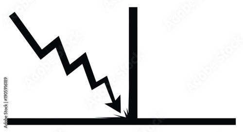 Black line art depicts a lightning bolt striking the corner where two perpendicular lines meet.