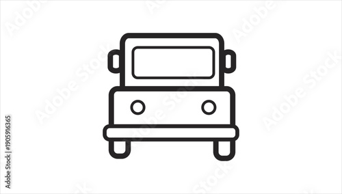 Simple black line illustration of a vehicle front view.