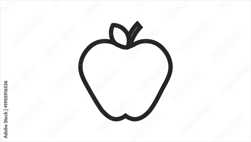 Fototapeta premium Simple black apple icon on white background.