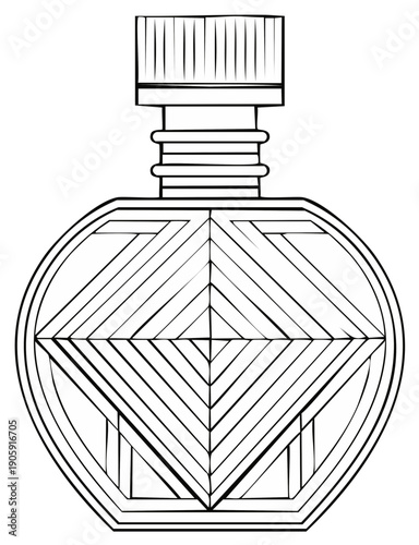 Abstract geometric perfume bottle coloring page outline illustration