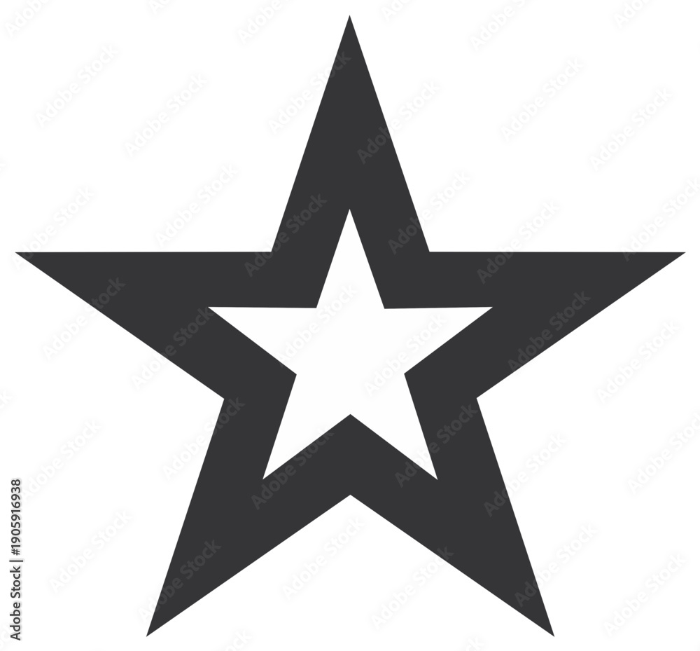 Fototapeta premium Monochrome Star Vector Illustration, Outlined Shape, Geometric Design, Symbol of Success or Achievement, Decorative Graphic Element