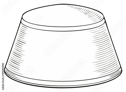 Simple line art drawing of a traditional fez hat with hatching detail