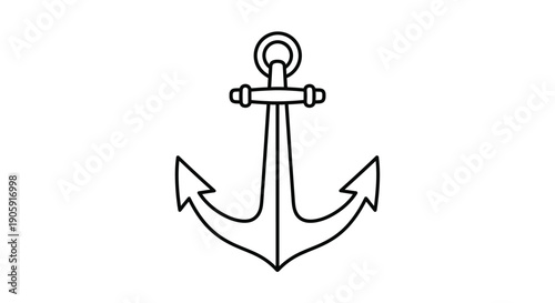Nautical anchor outline symbol represents stability and maritime connection securely.