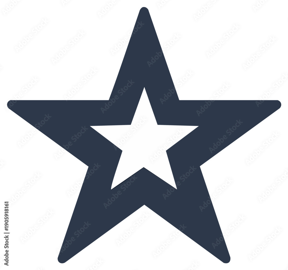 Obraz premium Bold geometric dark blue star shape with a white inner star representing achievement and quality
