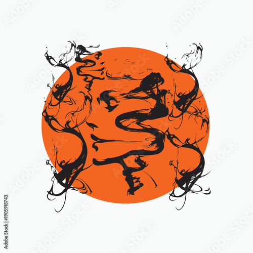 lady smoke art ,wall painting ,artwork vector template 