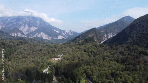 Aerial Drone View of the Dolomites Mountains, Italy