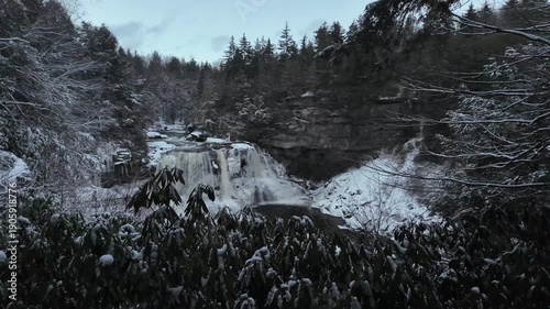 Blackwater Falls State Park Covered in Snow During Winter	
