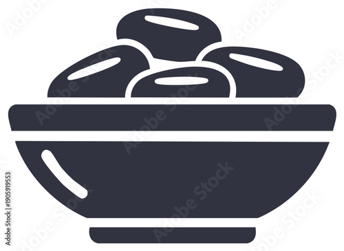 Bowl of dates illustration simple design isolated on white background