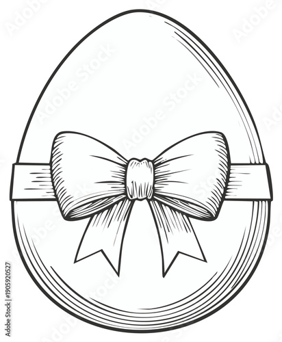 Decorated Egg Illustration with Bowknot and Ornamentation for Springtime Holiday