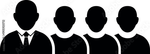 Professional Businessman Leader Standing Out From Group of People Icons Representing Leadership Corporate Management Teamwork Career Success and Human Resources Management