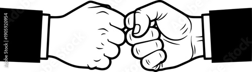 Two fists bumping, signifying agreement, respect, and successful partnership
