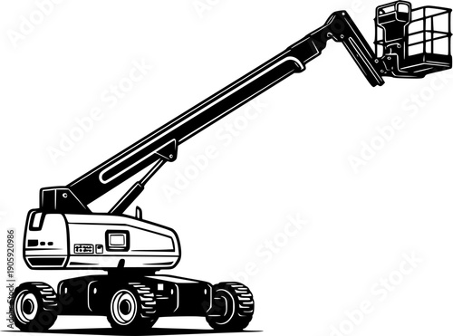 Industrial boom lift machine for working at height and maintenance
