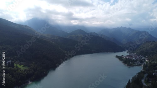 Aerial Drone View of the Dolomites Mountains, Italy