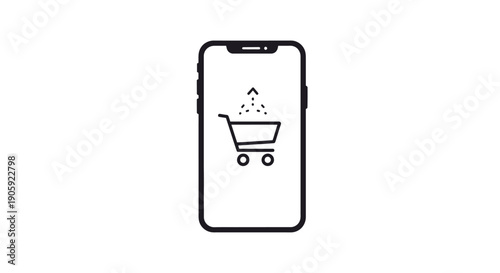 Smartphone shopping cart icon display.