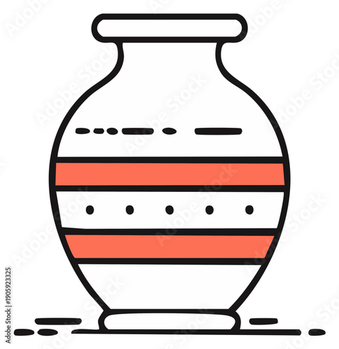 Handcrafted ceramic vase with decorative bands and minimalist design