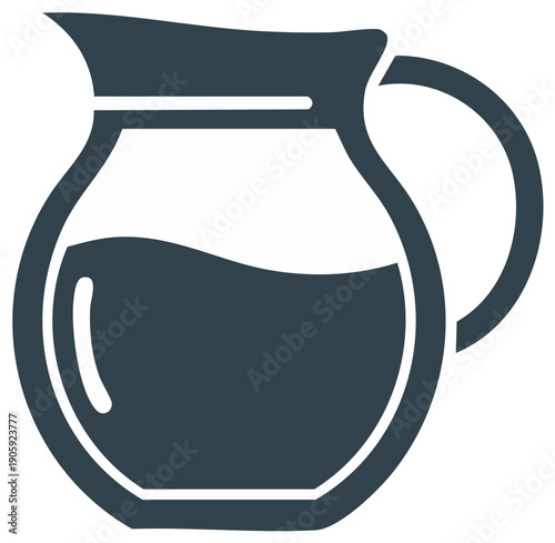 Dark blue illustration of a pitcher filled with liquid and a handle