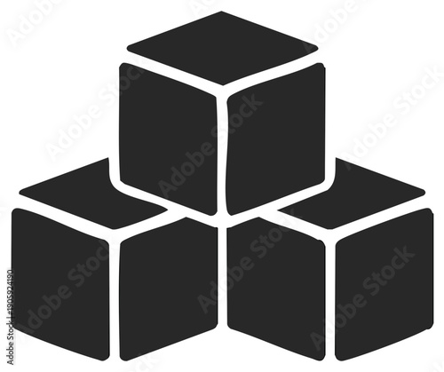 Stack of Black Cubes Simple Geometric Arrangement Three Dimensional Shapes