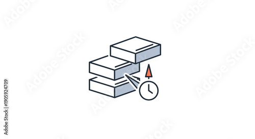 Stack of books with clock.