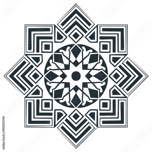 Geometric mandala design with symmetrical patterns.
