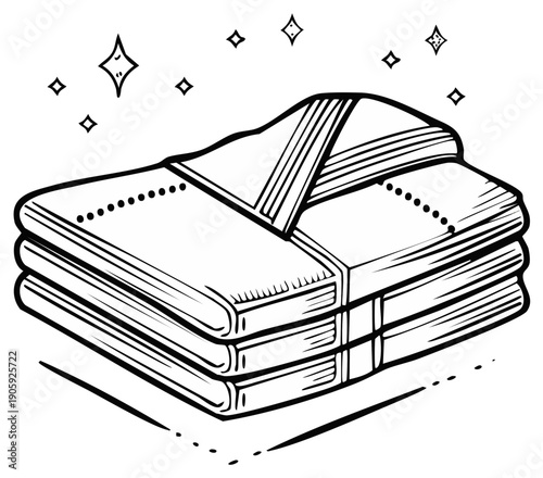 Neatly folded clean white fabric with sparkling highlights suggesting freshness and cleanliness