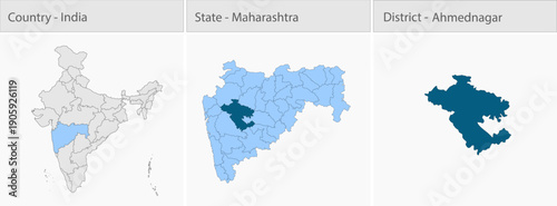 Ahmednagar_Map_Vector detailed map illustration graphic for educational reference, geographic visualization, design layouts, presentations, digital me