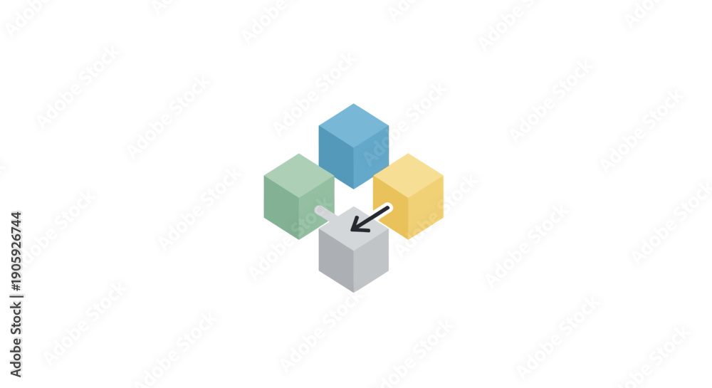 Obraz premium Three colorful cubes connected together.