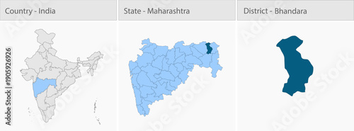 Bhandara_Map_Vector detailed map illustration graphic for educational reference, geographic visualization, design layouts, presentations, digital medi
