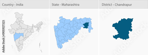 Chandrapur_Map_Vector detailed map illustration graphic for educational reference, geographic visualization, design layouts, presentations, digital me