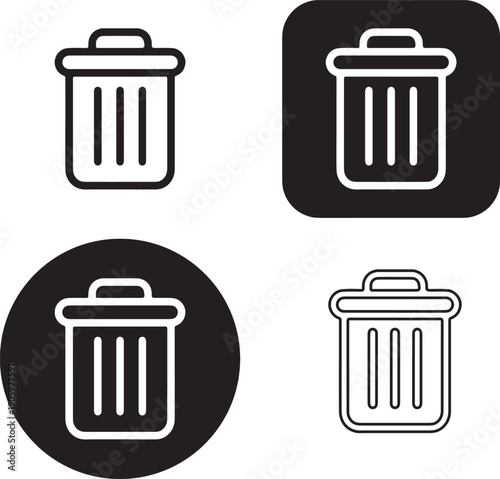 Delete icon set. trash bin icon set. trash can icon. delete button set. dustbin and garbage box icon. delete icon for app, ui and website. recycle bin. vector illustration on transparent background