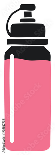 Pink sports water bottle illustration for fitness, gym, and hydration concepts