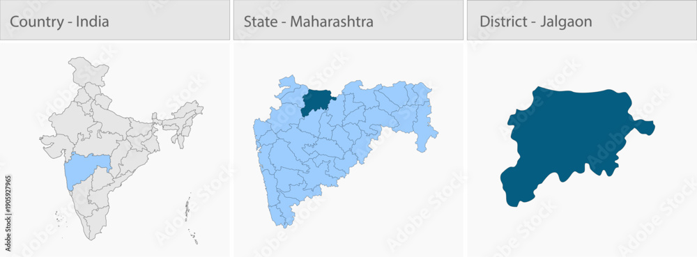 Fototapeta premium Jalgaon_Map_Vector detailed map illustration graphic for educational reference, geographic visualization, design layouts, presentations, digital media