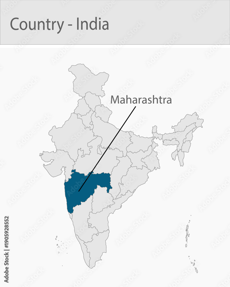 Fototapeta premium Maharashtra-India_Map detailed map illustration graphic for educational reference, geographic visualization, design layouts, presentations, digital me