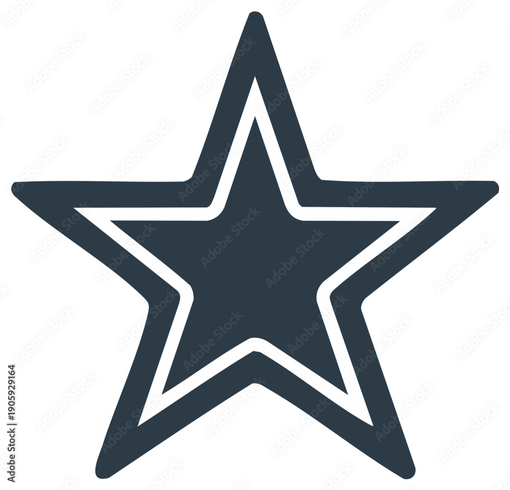 Obraz premium Navy star symbol with white outline isolated, five-pointed star graphic illustration