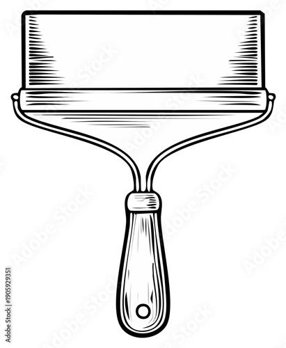 Illustration of a Spackle Knife with Wood Handle for Construction and Home Improvement