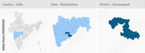 Osmanabad_Map_Vector detailed map illustration graphic for educational reference, geographic visualization, design layouts, presentations, digital med