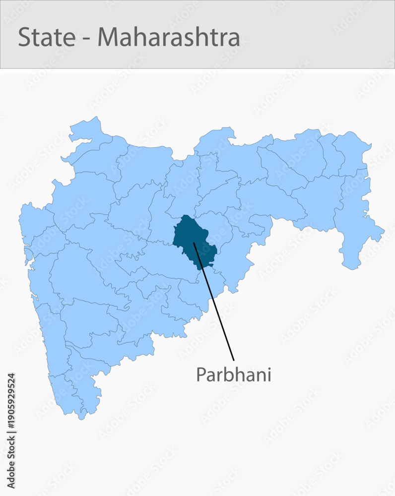 Fototapeta premium Parbhani-Maharashtra_Map detailed map illustration graphic for educational reference, geographic visualization, design layouts, presentations, digital