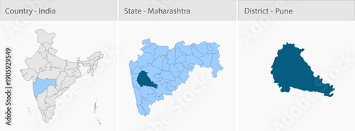 Pune_Map_Vector detailed map illustration graphic for educational reference, geographic visualization, design layouts, presentations, digital media an