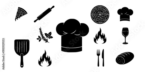 Wood Fired Pizza Oven Vector Silhouette Icon