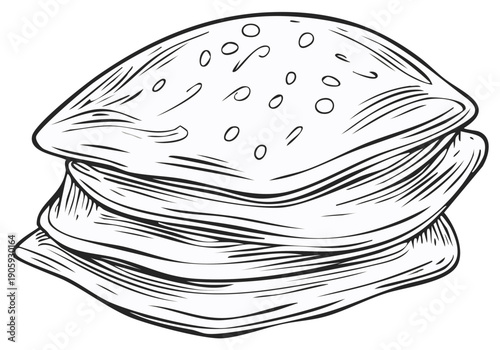 Stack of Crepes or Pancakes with Bubbles in Sketchy Style