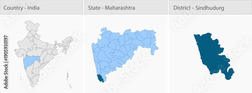 Sindhudurg_Map_Vector detailed map illustration graphic for educational reference, geographic visualization, design layouts, presentations, digital me