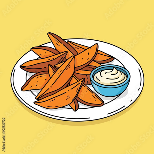 Sweet Potato Fries on Plate.