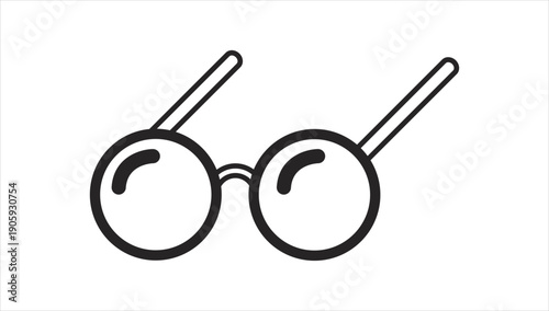 Simple black and white illustration of round eyeglasses.