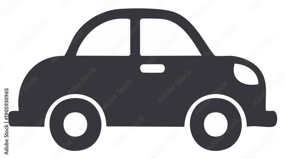 Fototapeta premium Simple dark gray silhouette of a modern car icon representing transportation and travel
